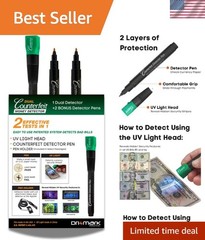 Dual Counterfeit Money Detector Pen, UV Light Head Bonus Pack – Fake Money B…