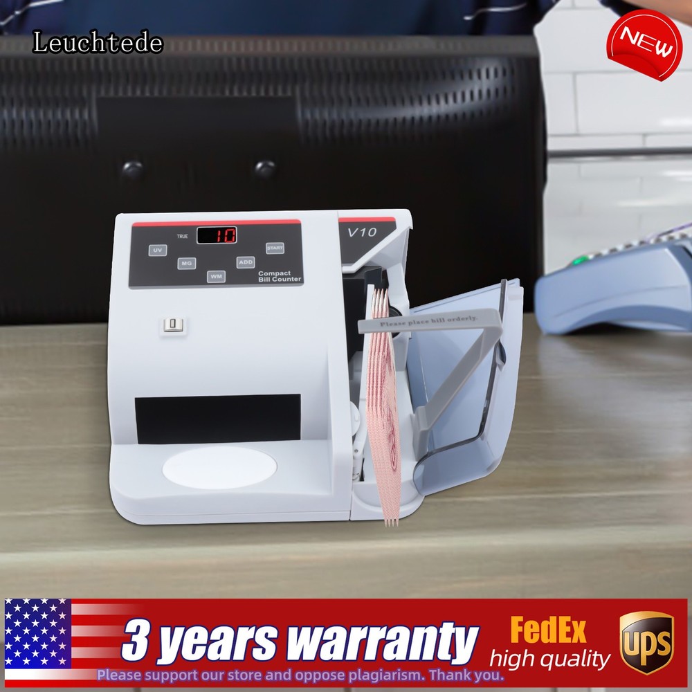 Portable Money Bill Counter Counting Machine with UV/MG/WM Counterfeit Detection