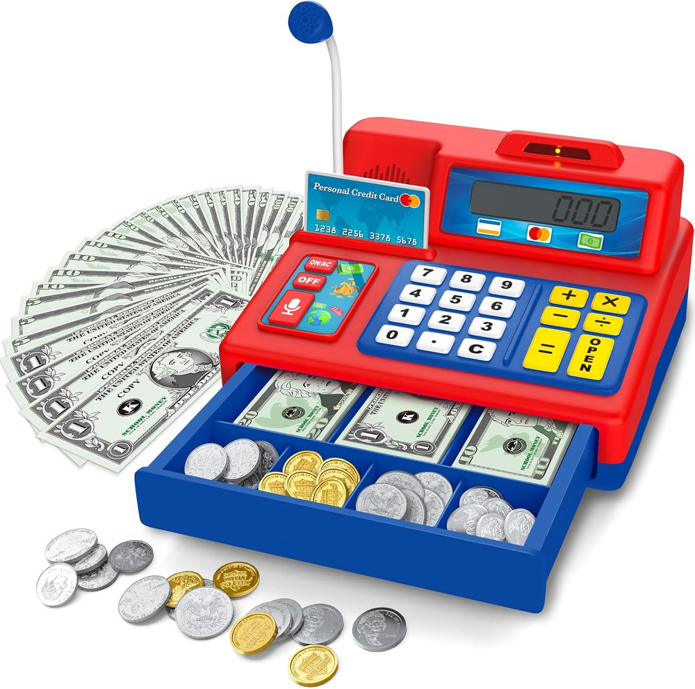Calculator Cash Register Toy Gift for Kids Age 3, 4, 5, 6, 7, 8+ Year Old, 103 P