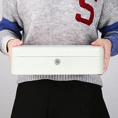 Cash Box with Key Lock 11.8×9.5×3.5 Inches Durable Metal Lock Box for Money