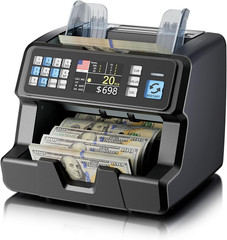 Money Counter with Value Count for USD/EUR/CAD, UV/MG/IR/DD/MT Counterfeit Detec