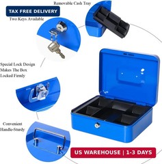 Jssmst Cash Box with Tray – Cash Box with Key Lock Safe Money Box with Cash Tray