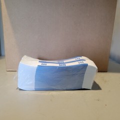 Box of 20 $100 Currency Straps/Bands, (1000 Ct/Unit), Self-Adhesive, Blue