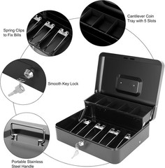 Heavy-Duty Portable Cash Box with Key Lock and Money Tray – Perfect for Business
