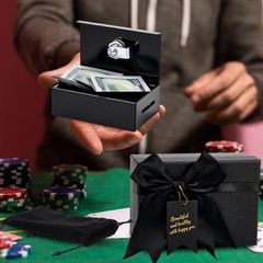 3 PCS Metal Cash Box Pocket Size Winners Bank Black Small Portable Money Slot