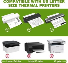 Inkless Thermal Printer Paper – 1000 Sheets, 8.5×11″
