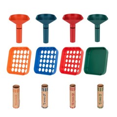 Coin Sorter Tube & Tray – 4 Color Coded Separator Trays and…