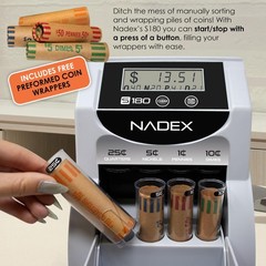 Nadex S180 Digital Coin Sorter and Counter – Displays Total and Values, Black