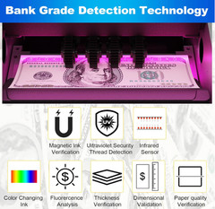 Money Counter for Dollar, Euro, MXN w/ UV/MG/IR Counterfeit Detection LCD Screen