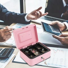 Locking Steel Medium Cash Box with Removable Coin Tray and Key Lock,7.87″x 6….