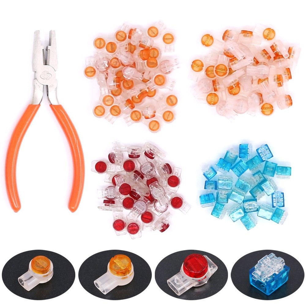 Hilitchi 200-Pcs Data Phone Wire Butt Splice 2/3 Ports UY/UR/UB Crimp Termina…