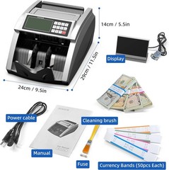 Money Counter Machine with Value Bill Count, Cash Counter for Dollar, Euro with