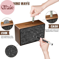 Wooden Money Saving Box, Cash Vault Savings Box for $10000 $5000 $3000 $1000 $80