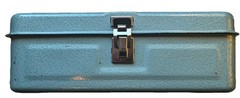Vintage METAL CASH BOX w/ Lockable Clasp /Metal Handel/ Dual Hing 11 x 5.5 x 3.5