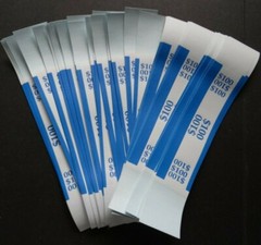 100 – Blue $100 Cash Money Self-Sealing Straps Currency Bands