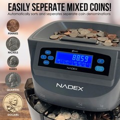 S540 Pro Coin Counter Sorter Wrapper Sorts 300 Coins/Min with 48 Wrappers Gray