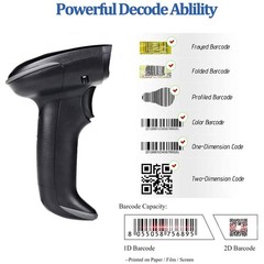 Wired Barcode Scanner Reader for Computers – USB Handheld QR PDF417 UPC EAN Gun