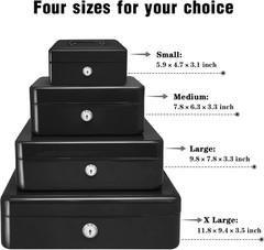 Steel Cash Box with Key Lock, Metal Small Money Organizer with Money Tray,Cash S