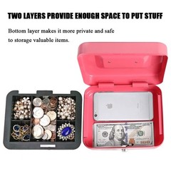 Small Cash Box With Key Lock – Durable Metal Cash Box With Money Tray Pin