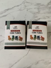 2 PACK Budgetizer Simple Wrap Coin Tubes Sorters Assorted Color Coded W/ Sleeves