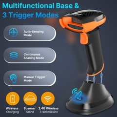 2.4GHz Bluetooth Wireless Barcode Scanner with Cradle and USB Cable for Retail