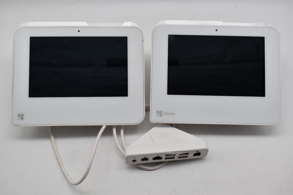 Lot of 2 Clover Mini POS System C300 Wi-Fi+ C301 3G+ 1x USB-C Triangle Hub *READ