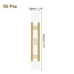 Pack of 50 Money Band Bundles Self-Adhesive Bill Wrappers 7.6″x1.14″ Gold
