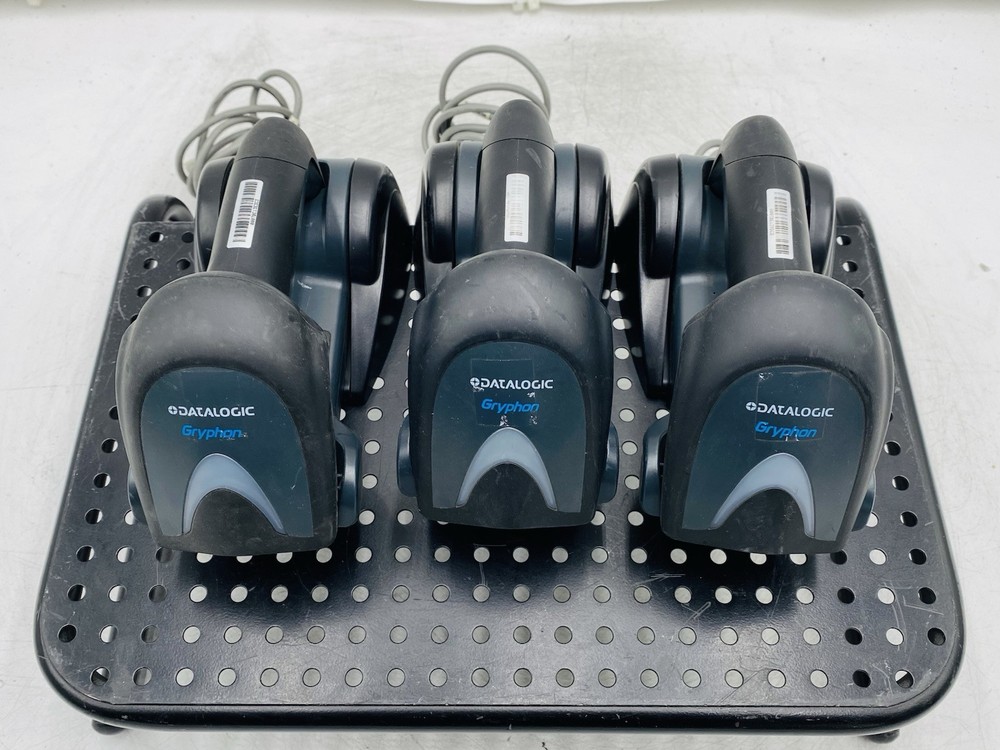LOT OF 3 DATALOGIC GRYPHON GBT4100 -BK BARCODE SCANNER WITH DOCK T12-E8