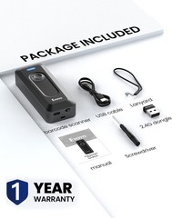 2D Bluetooth Barcode Scanner Wireless with Clip, 2000mAh Battery with Level I…