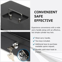 Lockable Cash Box with Coin Tray – Durable Metal Money Organizer for Bills & Cha