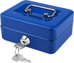 Portable Mini Cash Box with Key Lock & Coin Slot – 4.9″ x 3.7″ x 2.4″ Blue