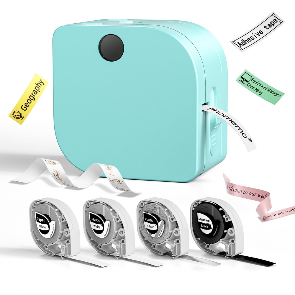 Label Maker Machine with 4 Tape, P12 Bluetooth Small Label Makers Ribbon Prin…