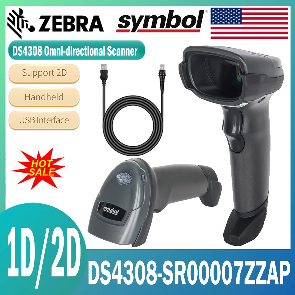 Zebra Symbol DS4308-SR00007ZZAP 1D 2D Barcode Scanner Handheld Imager +USB Cable