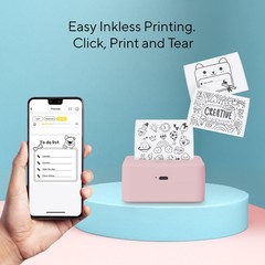 Core Innovations Wireless Mini Portable Inkless Thermal Printer & Small, Pink