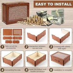 Money Box Handmade Reusable Piggy Bank Crafts Wooden Cash Box Storage -$10,000