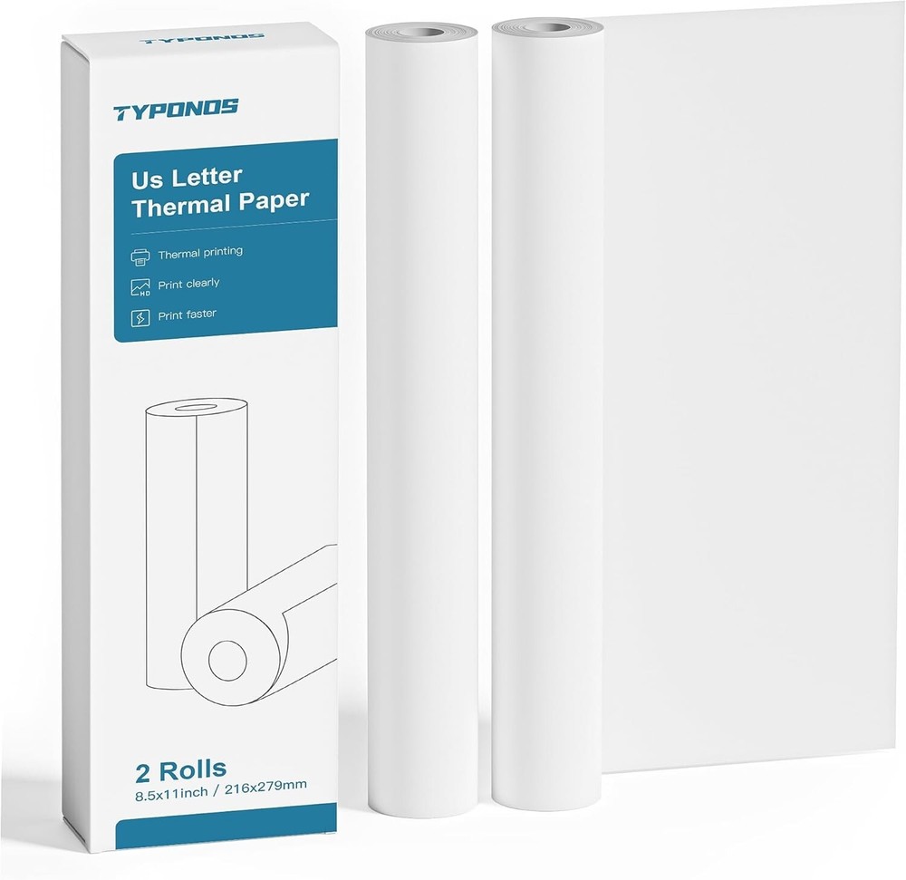 Thermal Printer Paper 8.5 x 11 Inch, Continuous Thermal Paper Roll, 2 Rolls