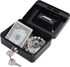 Large Cash Box with Money Tray and Lock, Metal Money Box for Cash, Lockb