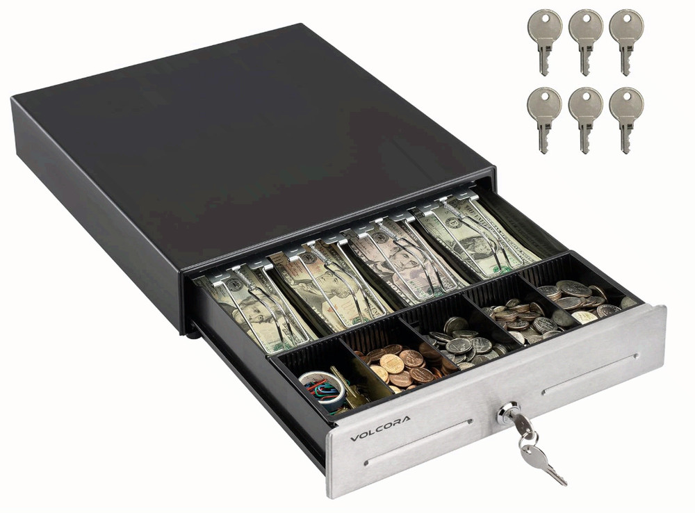 13″ POS Cash Drawer 4 Bill 5 Coin Tray with Key Lock RJ11/RJ12