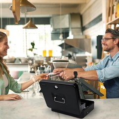 Cash Box Money Tray Top Key PushButton Lock Safe XL 11.8×9.45×3.54″ Black