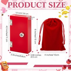 CroBlissful 1 Pack Acrylic Money Bank Box for 4.3 x 2.3 x 0.98 inches, Red