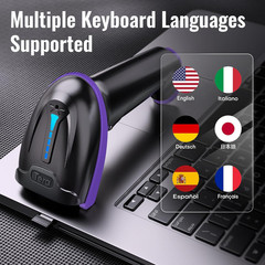 Barcode Scanner Wireless Versatile 2-In-1 (2.4Ghz Wireless+Usb 2.0 Wired) with B