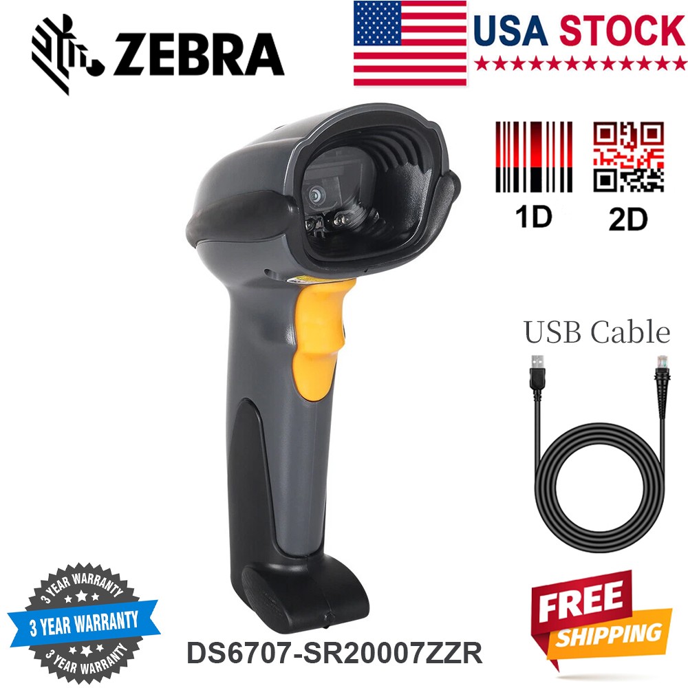 Symbol Motorola DS6707-SR20007ZZR 1D 2D QR Barcode Scanner Reader w/ USB Cable