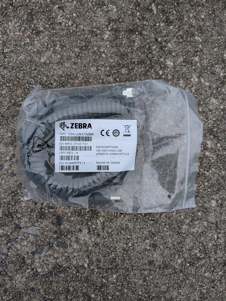 Zebra CBA-U29-C15ZBR 15ft USB Data Cable Brand New