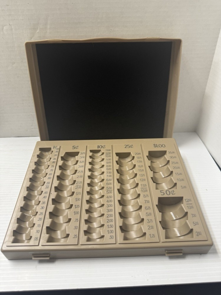 Nadex Coin Counter Handling Tray With Lid 6 Compartment Coin Sorter Teller Cashi