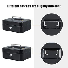 Locking Steel Medium Cash Box with Removable Coin Tray and Key Lock7.87″x 6.3…