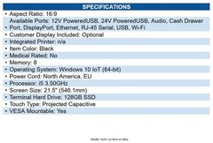 Elo E937720 22-inch EloPOS System – Core i5 2.10 GHz – 8 GB DDR4 SDRAM – 128 GB