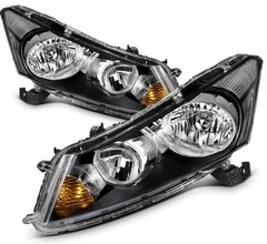 Headlights 08-12 Honda Accord 4Dr Black Amber Reflector 33100TA0A01 33150TA0A01