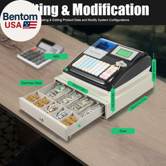 48 Keys Commercial Cash Register, Electronic Cashier Cash Register with Drawer B