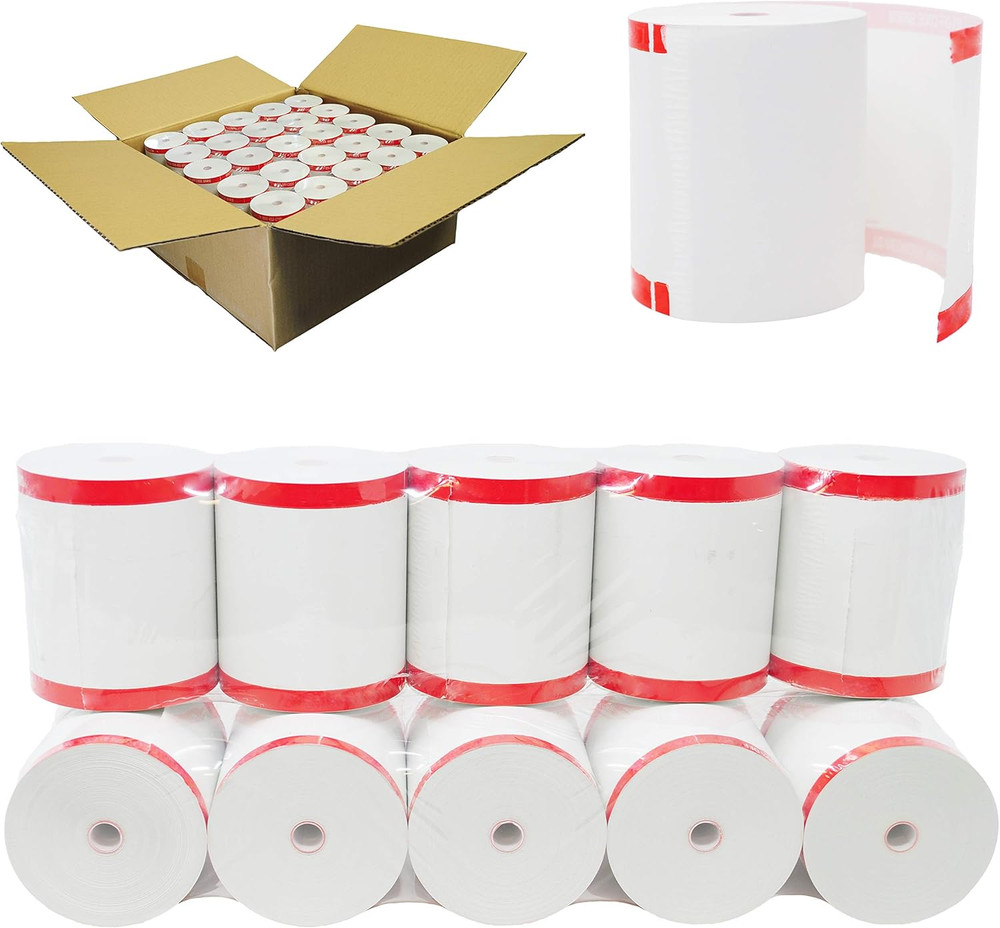 Buyregisterrolls [50 GSM Coreless] 3-1/8” X 230′, White, (2 Case) BPA Free NCR 8