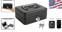 Locking Mini Cash Box – Durable Steel, Removable Tray, Key Lock – 4.92″x3.74″